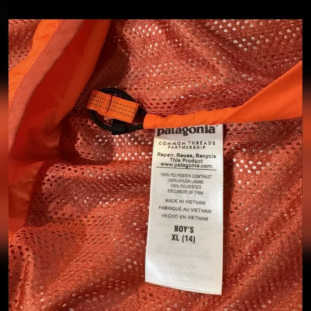 Patagonia 3-in-1 Interchange Ski Winter Snow Jacket Orange Blue Kid Boy Youth 14